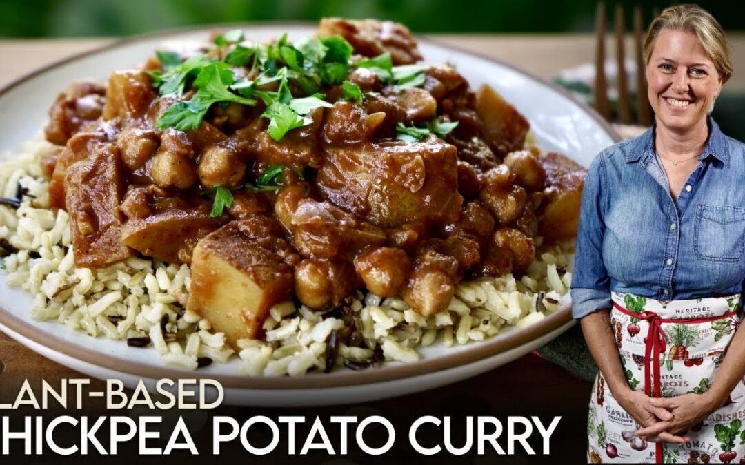 Better Than Takeout! Easy Plant-Based Chickpea Potato Curry Recipe! #oilfree #vegan